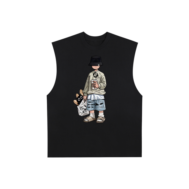 Raw Edge Cotton Tank Top