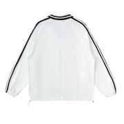 Contrast Striped Lapel Collar Sweatshirt