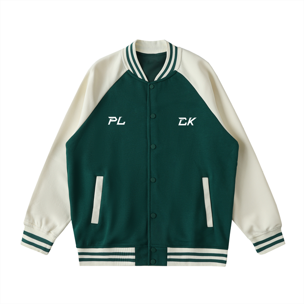 Two Tone Raglan Sleeve Varsity Jacket